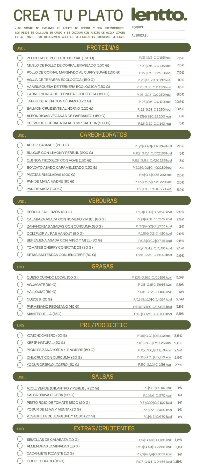 Carta — Crea tu plato
