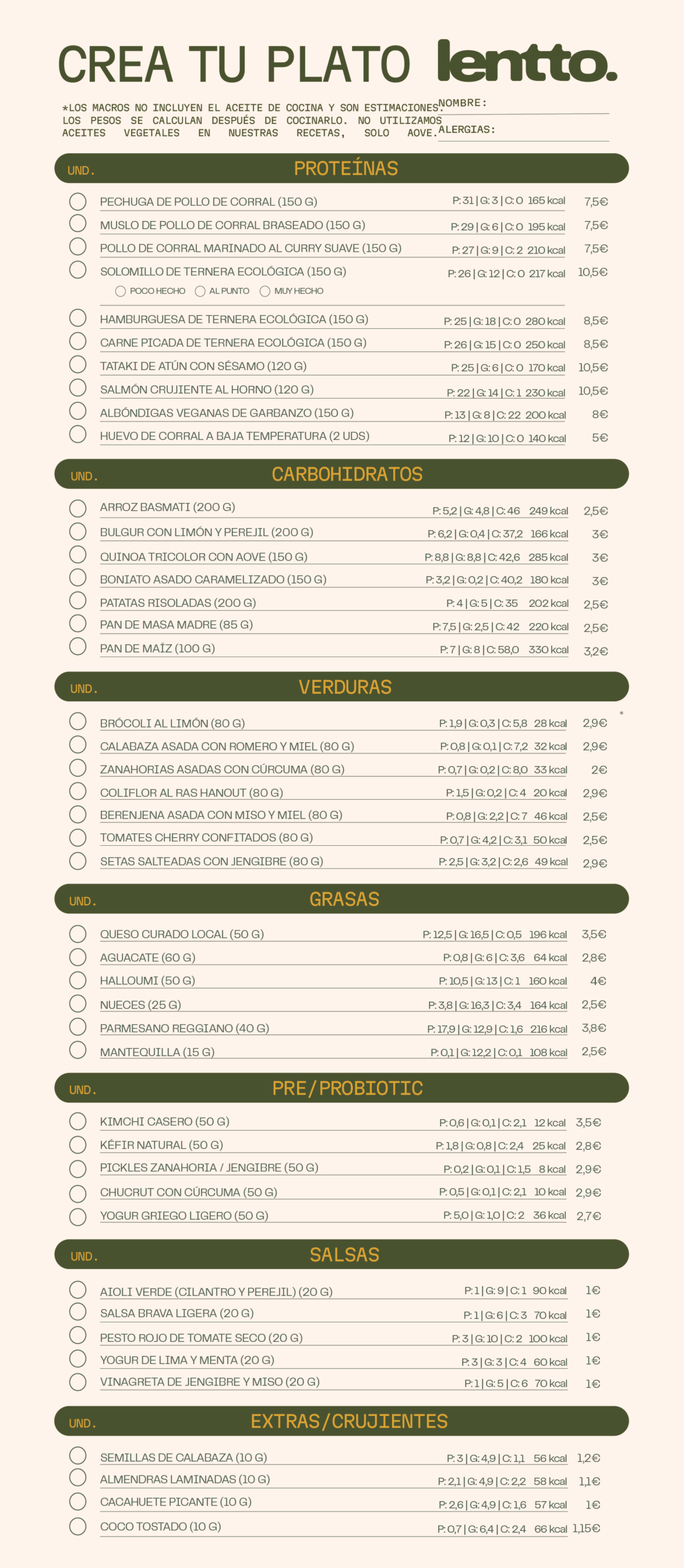 Carta — Crea tu plato